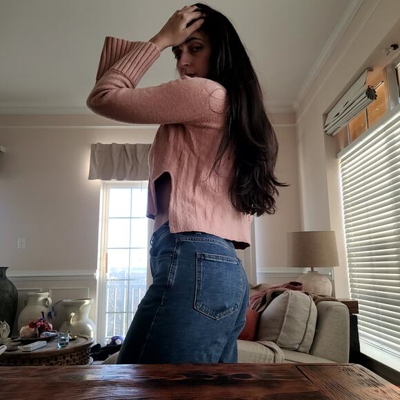 Jonathan Simkhai Dusty Pink Cropped Pink Sweater Sz S - Picture 2 of 5